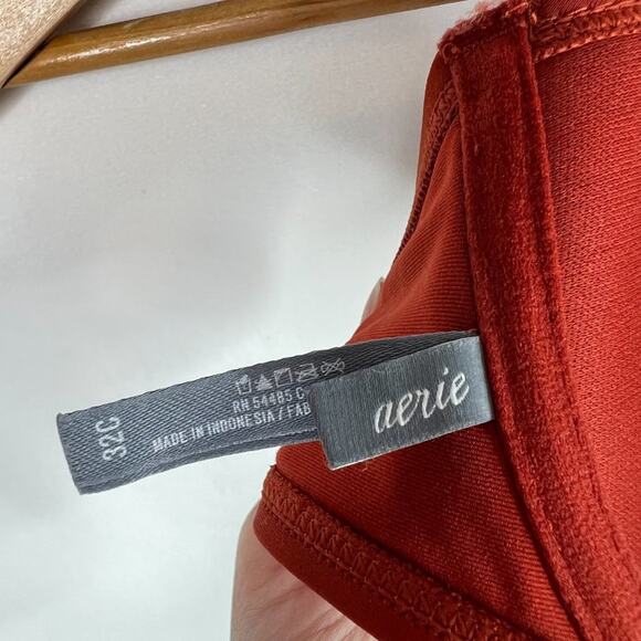 Aerie Burnt Orange Double Strap Halter Bikini Top 32 C - Picture 6 of 6